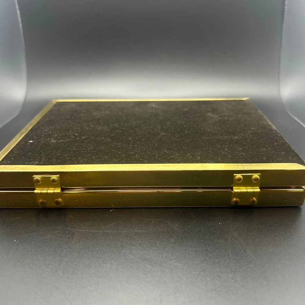 Vintage Gold Metal Double Folding Picture Frame 5x7 Bifold Tabletop
